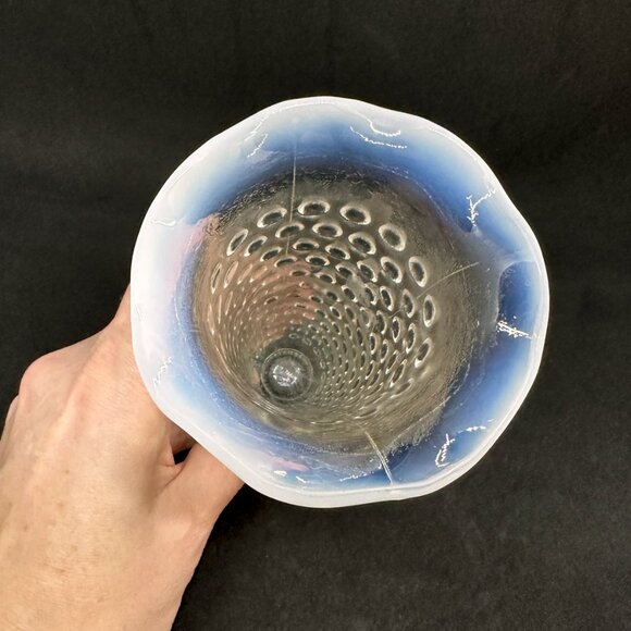 Vintage Fenton Hobnail Opalescent Footed Vase Propagation Fairycore Spell Magic - Picture 7 of 9